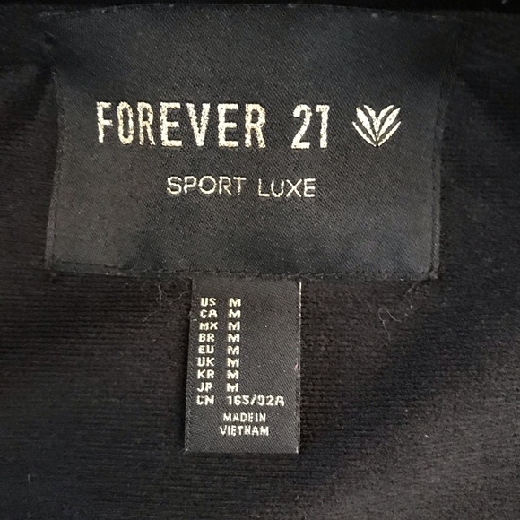 Forever 21 Sport Luxe Track Jacket Womens Medium Black White Stripe Zip Up - Picture 4 of 10